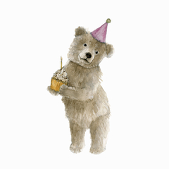Oso con cupcake (bonete rosa) - Mi primer añito