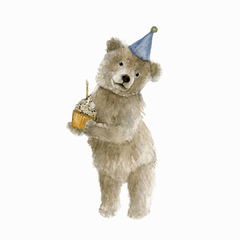 Oso con cupcake (bonete azul) - Mi primer añito