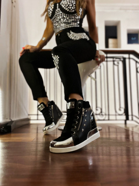 ZAPATILLAS BRESCIA NEGRA/PUNT PLATA - comprar online