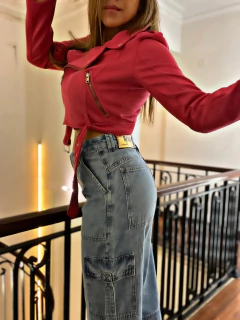 CHAQUETA GAMUZA ELAST. POMPEYA FUCSIA - tienda online