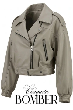CHAQUETA CUERO BOMBER (choco/arena) - comprar online