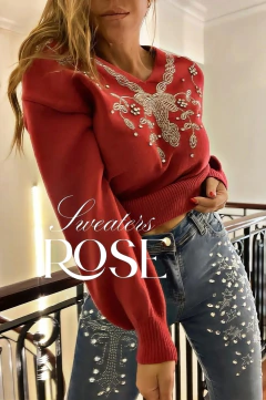 SWEATER ROSE (beige/bordo) - comprar online