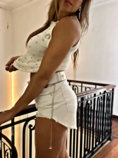 MUSCULOSA TEJIDA STRASS WHITE DALLAS - comprar online