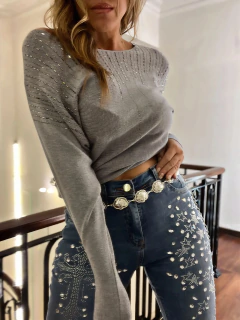 SWEATER LLUVIA STRASS GRIS - Fiurla