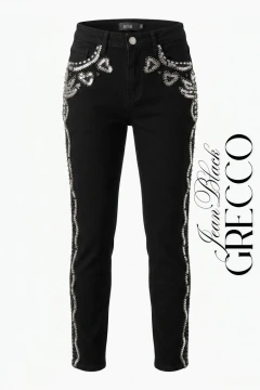 JEANS BLACK ELAST. GRECCO Bordado