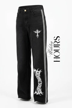 JEANS WIDELEG HOURS BLACK