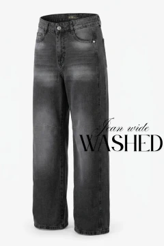JEAN WIDE WASHED GREY