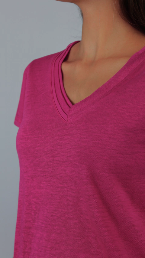 Camiseta Pregas Gola - Pink - comprar online