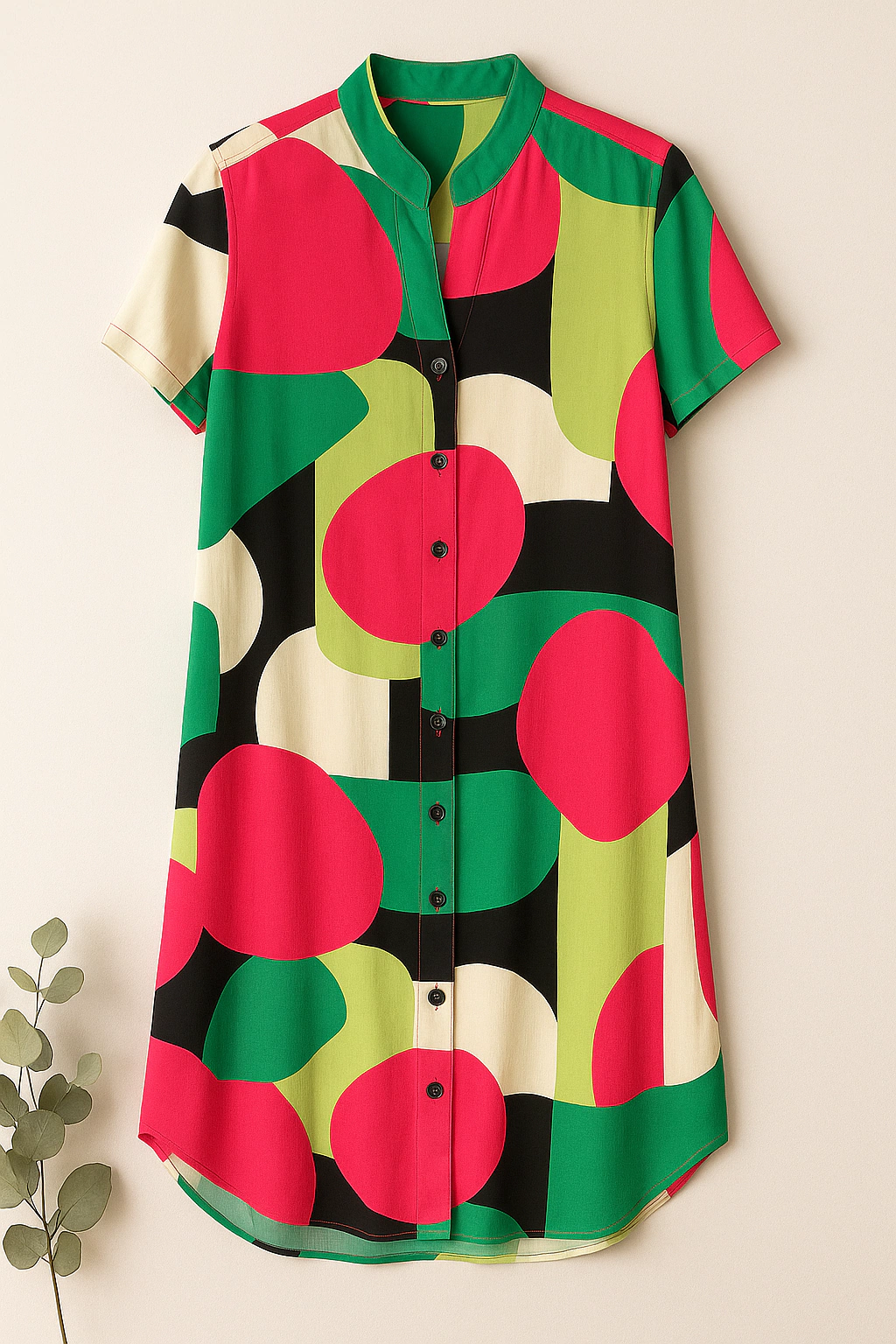Camisola Estampada - Geométrica Pink e Verde
