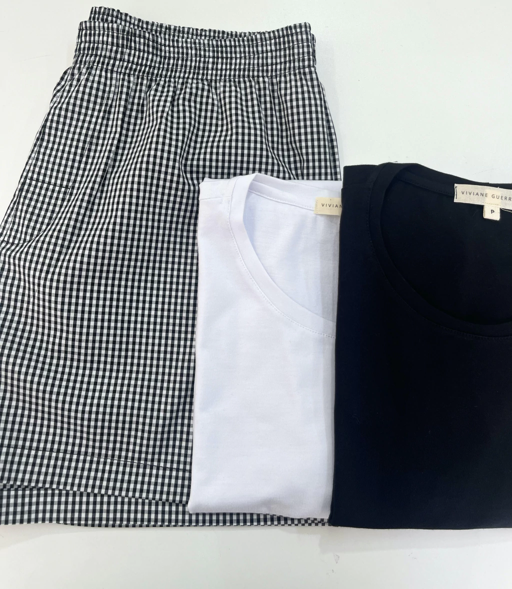 Pijama Adulto Masculino - Xadrez Preto e Branco