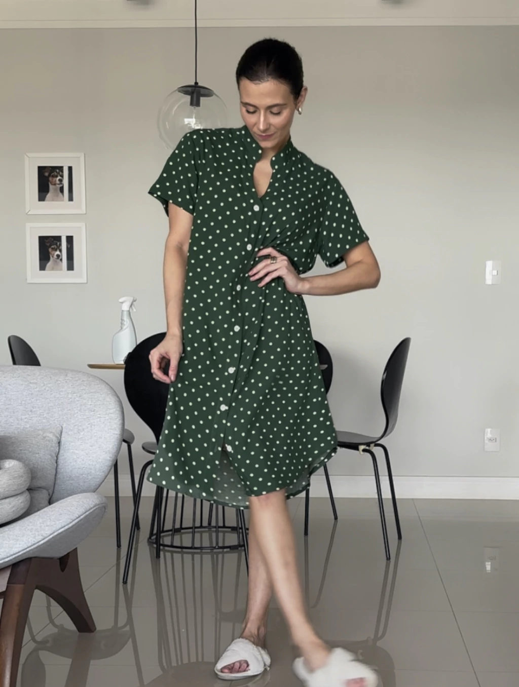 Camisola mini poá - cor verde