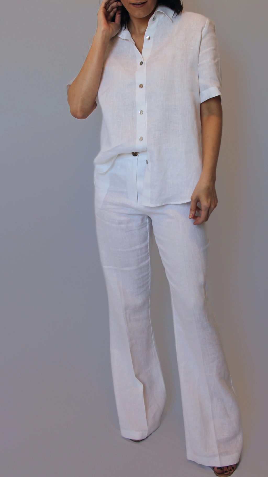 Calça Flare 100% Linho - Branca