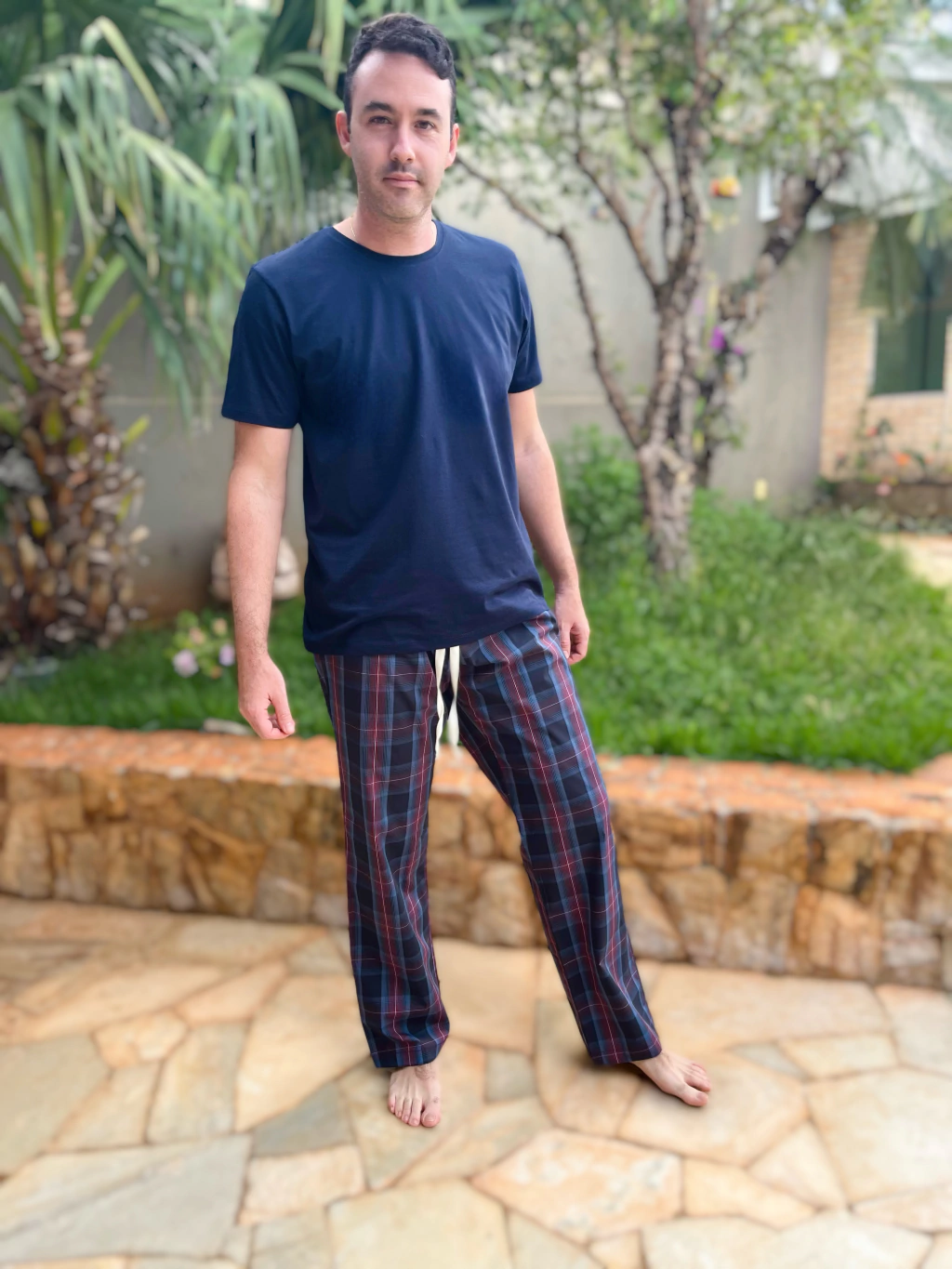Pijama Calça Masculino Adulto - Marinho e Vinho
