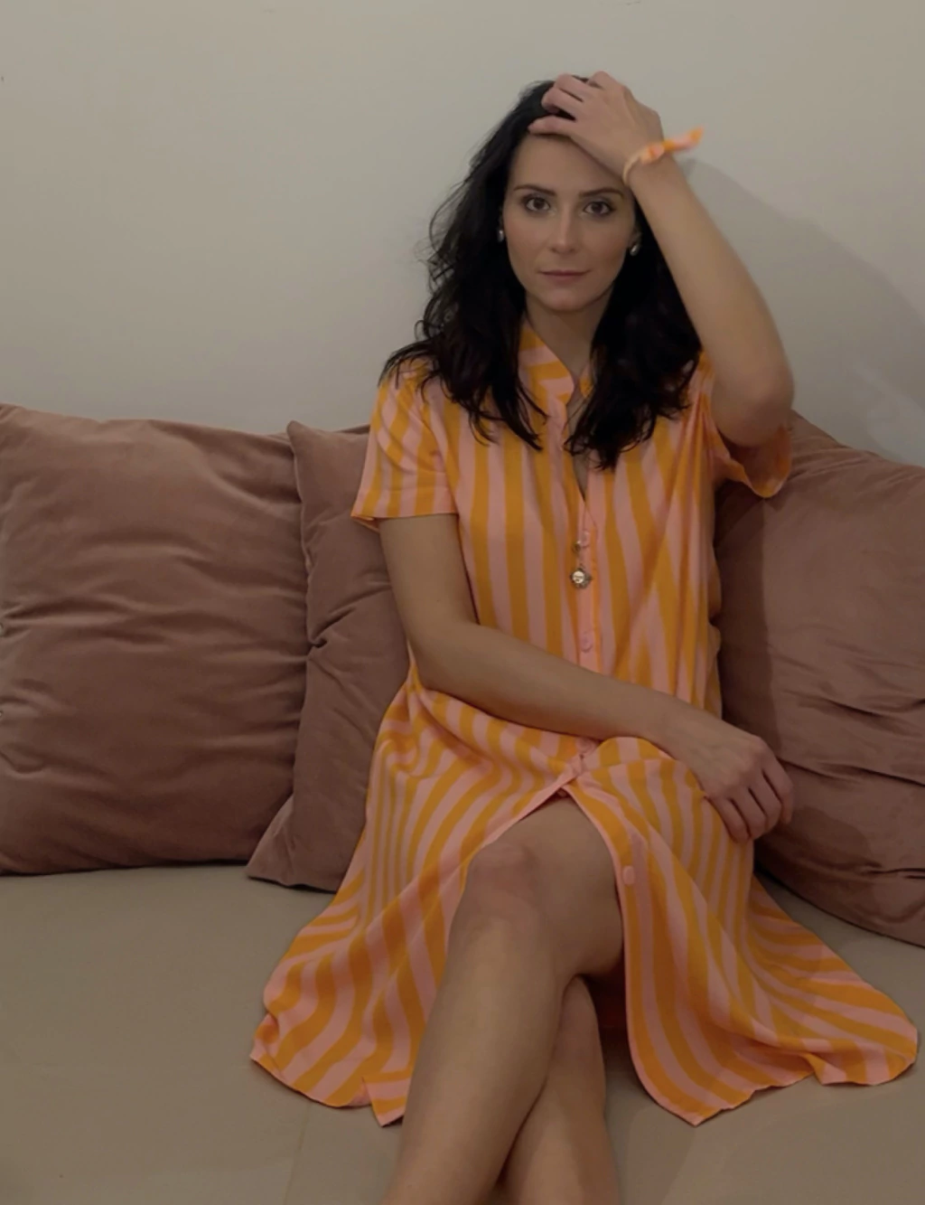 Camisola Listras - Laranja e Rosa