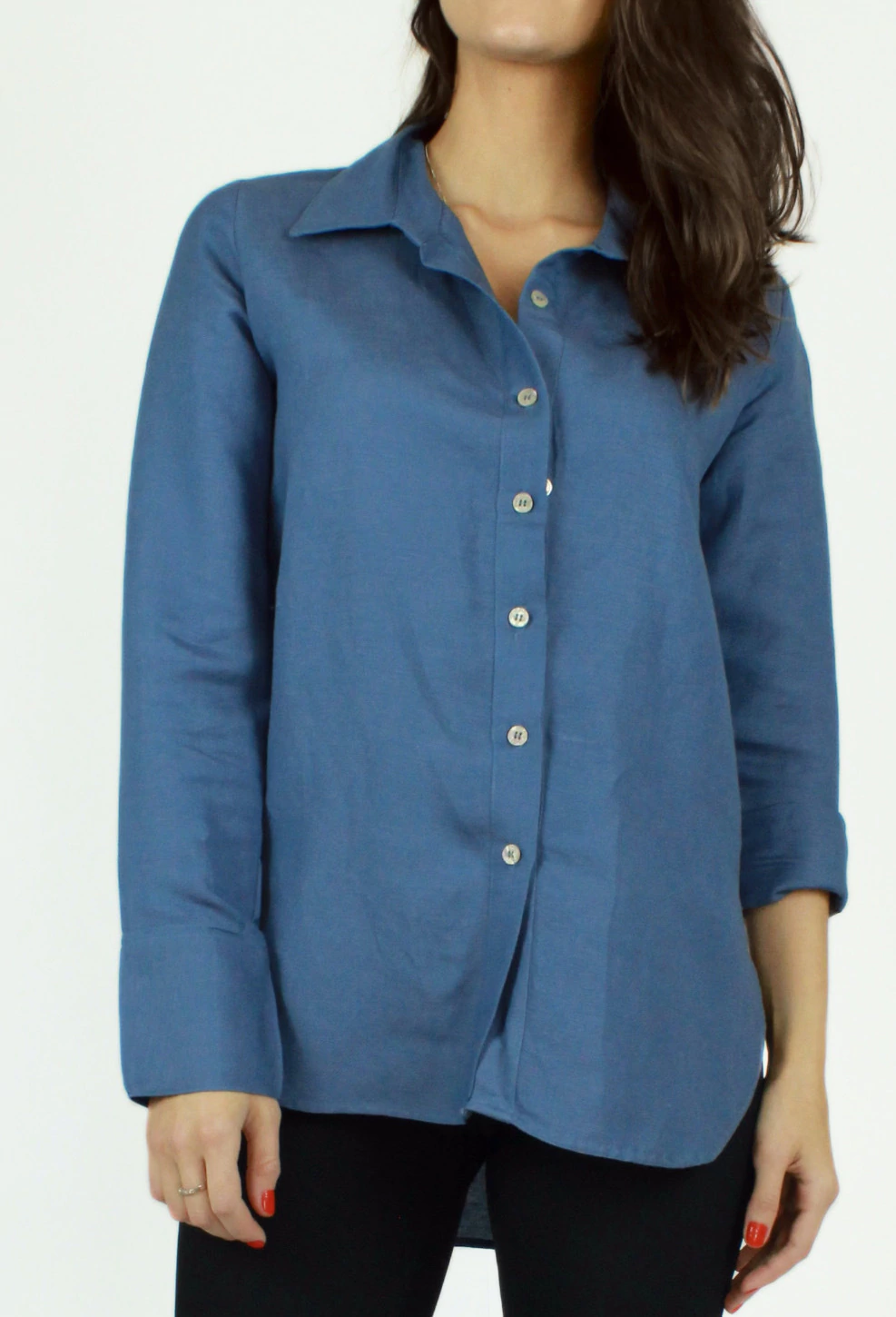 Camisa Linho e Viscose - Cor Azul Jeans
