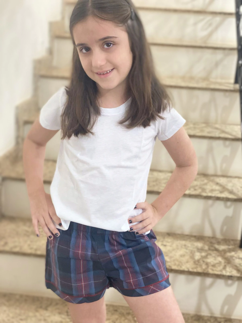 Pijama Infantil Feminino - Marinho e Vinho