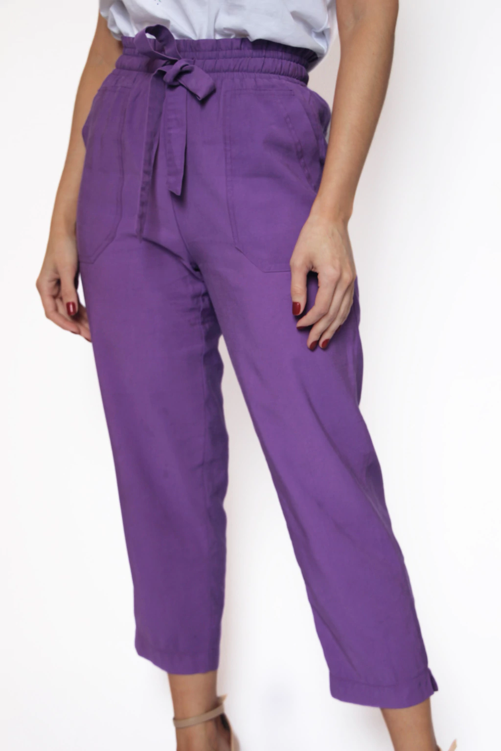 Calça Tencel Elástico Cós - Roxo