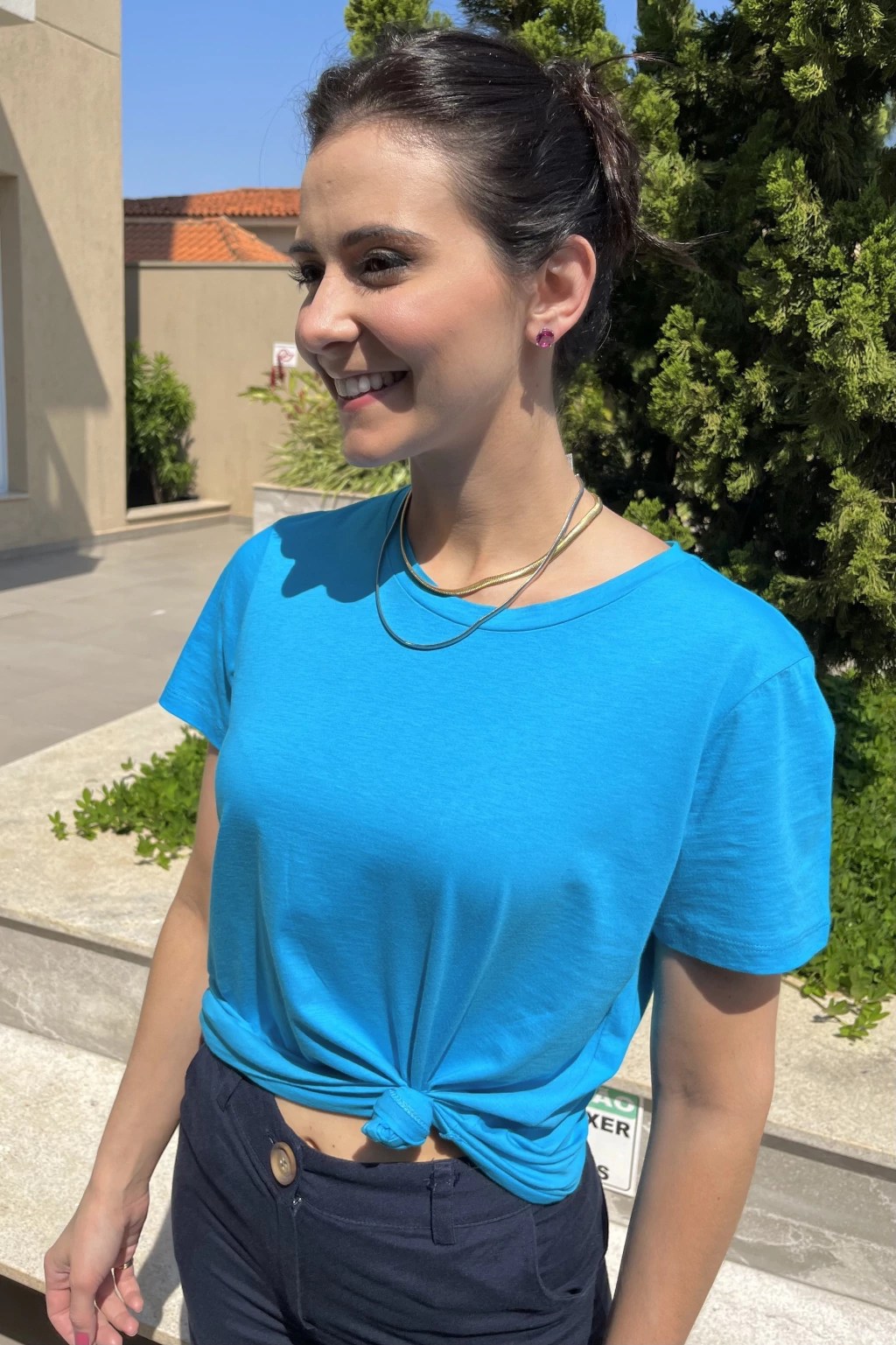 Camiseta Algodão Orgânico - Turquesa (Decote Redondo)