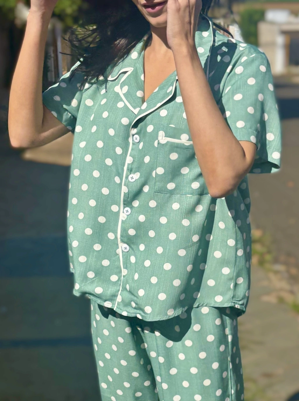 Pijama Calça - Poá Verde