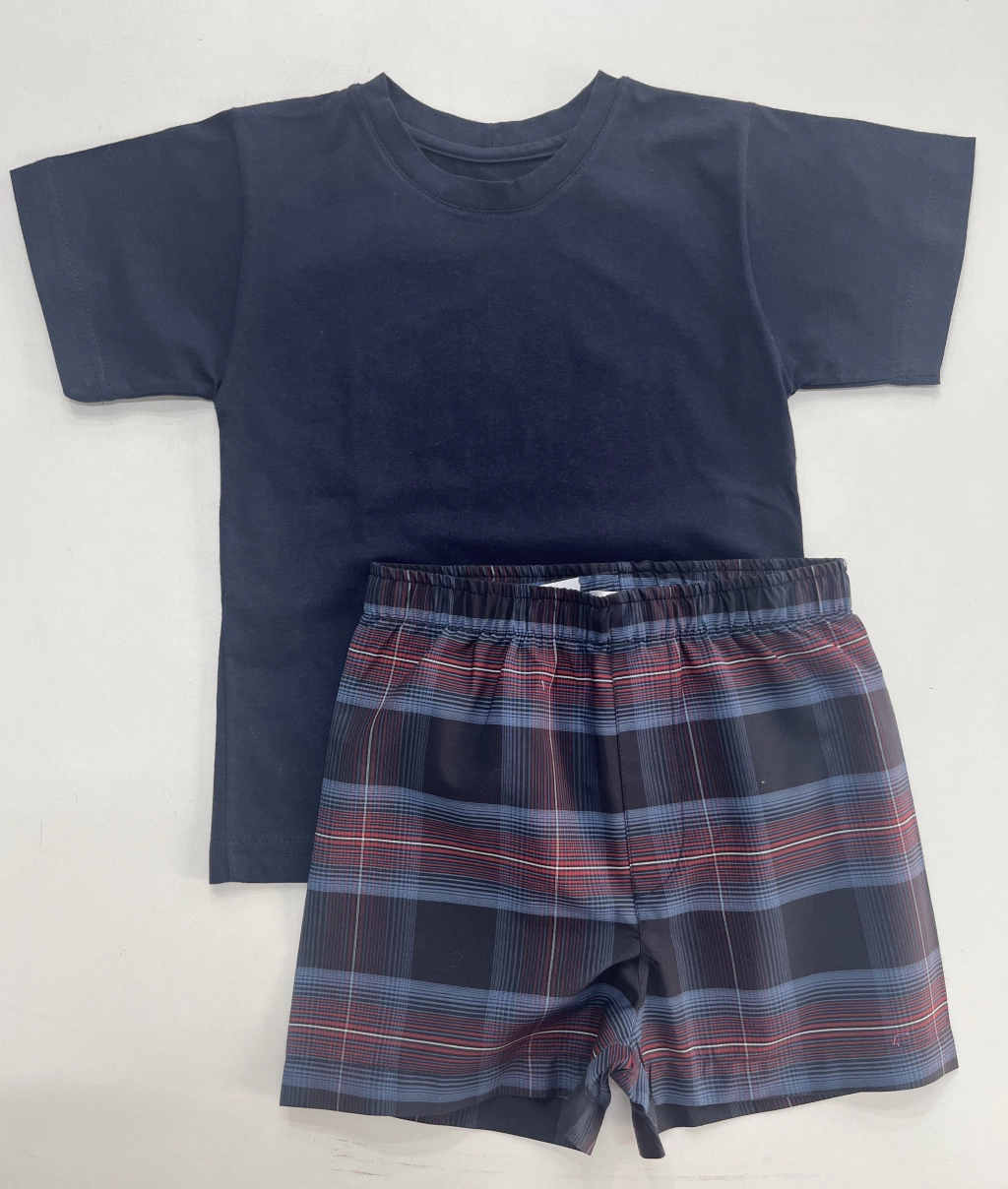 Pijama infantil Masculino - Xadrez Vinho e Marinho