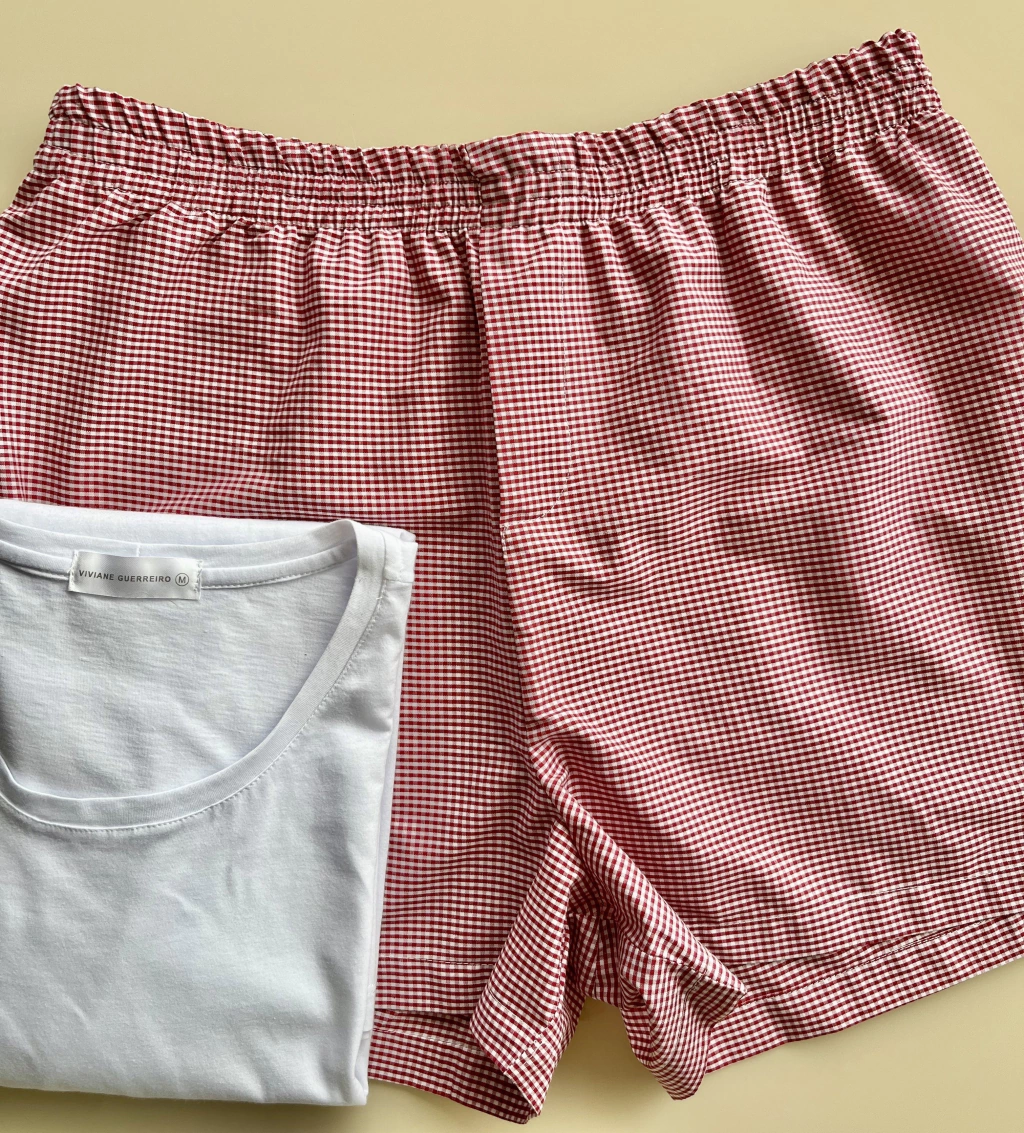 Pijama Adulto Masculino - Xadrez Vermelho e Branco