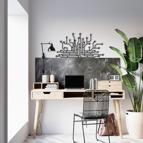 Quadro Escultura de Parede Circuito Tecnológico, de canto