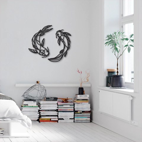 Conjunto Quadro Escultura de Parede Peixes One Line