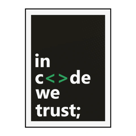 Quadro Decorativo Programador "In Code we trust"