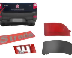 Kit Moldura Refletor Ponteira Lado Strada Original + Emblemas