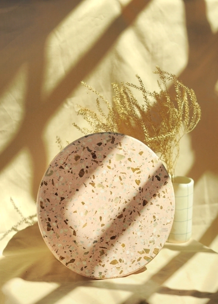 Tabla circular rosa onix