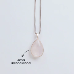 Collar gota - Cuarzo rosa "El cristal del amor" - comprar online