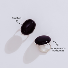 ANILLO OVAL: OBSIDIANA "ABRE NUEVOS HORIZONTES" en internet