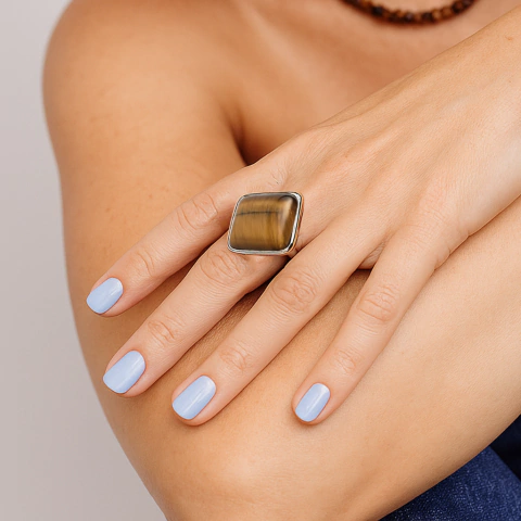 ANILLO ROMBO: OJO DE TIGRE "CONFIANZA Y PODER PERSONAL" - comprar online