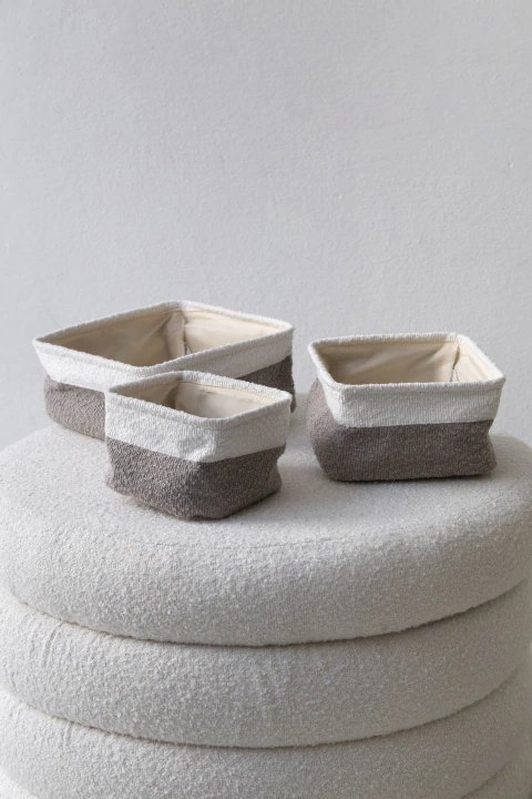 Set x 3 Contenedor Cuadrado Boucle - Gris - comprar online