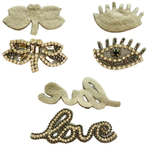 Cabedais - Costura C/ Strass - 7cm - 1 Par