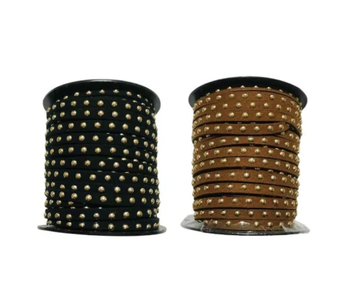 Tira p/ Enfeitar - Camurça c/ Chapinha Ouro - 5mm - comprar online