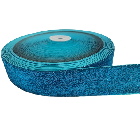 Fita 38MM Lurex Glitter - Azul Turquesa - 2 Metros