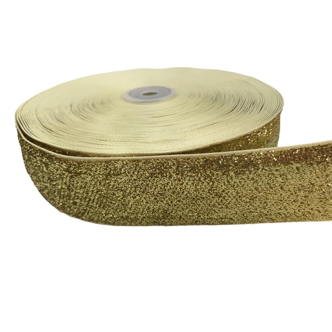 Fita 38MM Lurex Glitter - Dourado Light - 2 Metros