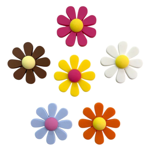 Aplique Emborrachado - Kit Flor Margarida - 35mm - 6 Unidades