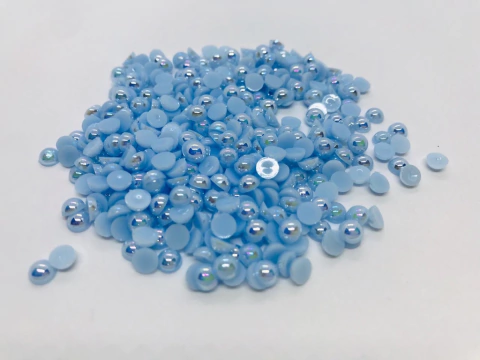 Meia Perola Irisada - Azul Bebe - 4MM - 100Gr