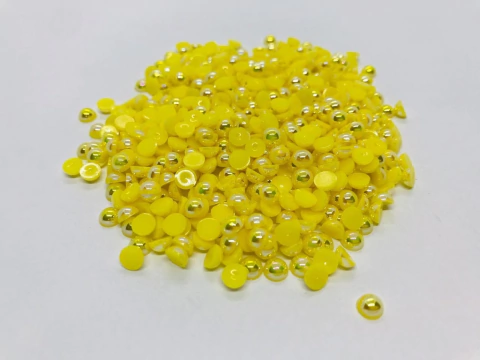 Meia Perola Irisada - Amarelo - 5MM - 100Gr