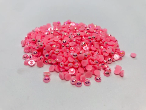 Meia Perola Irisada - Rosa Chiclete - 5MM - 100Gr