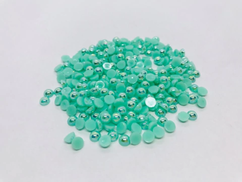 Meia Perola Irisada - Verde Água - 5MM - 100Gr