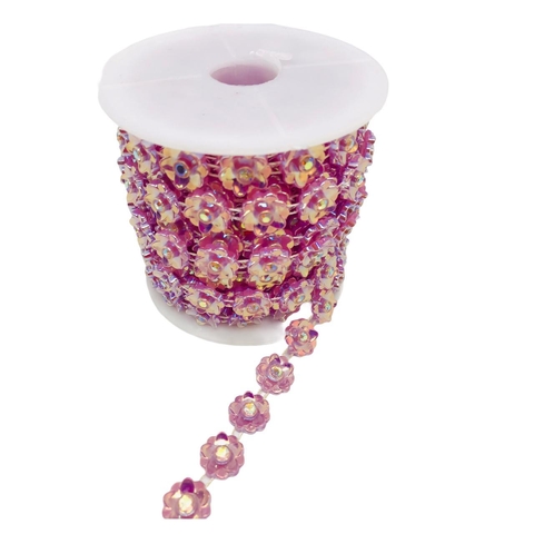 Corrente Aljofre - Irisado R1 Lilas C/ Strass Boreal 14mm - 10Y