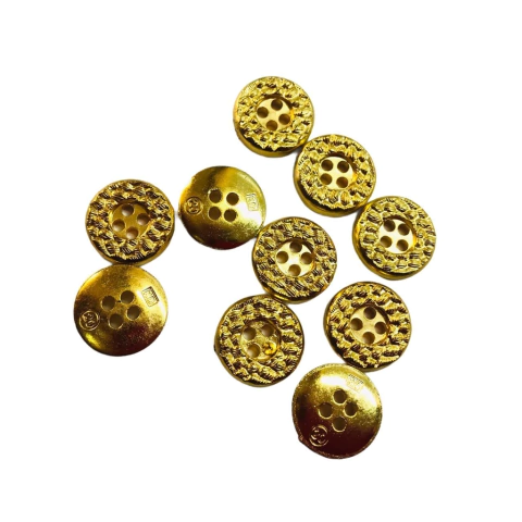 Botão - Dourado Metalizado c/ 4 Furos - 1.5mm - Pct c/ 10 Und