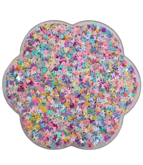 Mini Aplique Lantejoula - Borboleta Multicolorida - 50Gr