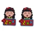 Aplique Emborrachado Escolar - Menina 123 Fundo Vermelho - 30x40mm - 2un