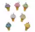 Pingente - Casquinha de Sorvete Multicolorido - 16x23mm - 5un