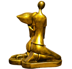 Estátua Casal Alma Gemeas Com Filho 26cm Em Gesso dourado I Maraterapia - loja online