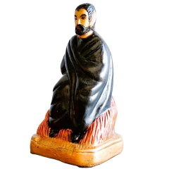 Exu com capa preta 20cm em gesso, pintura artesanal.